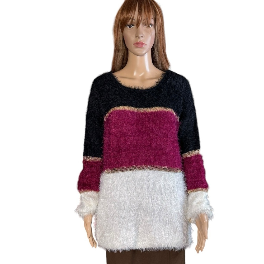 NWT New Alberto Makali Fuzzy Soft Colorblock Sweater Size L